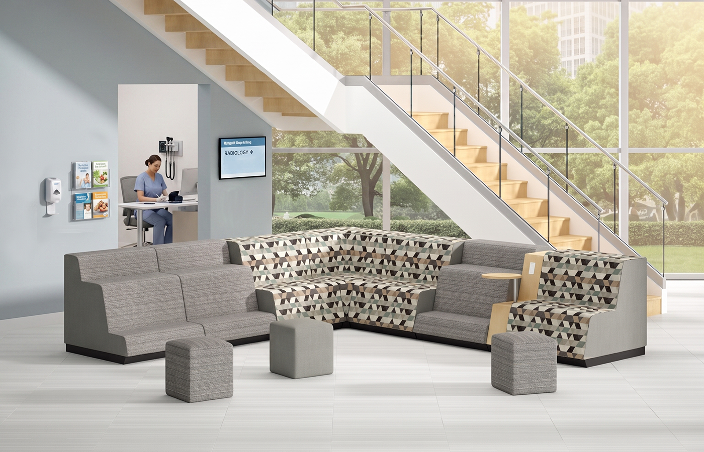 Healthcare and lounge settings with modular, comfortable seating